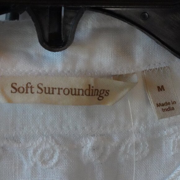 NWT, Soft Surroundings, Desert Tunic, 100% Linen ¾ Sleeve Zipper Tunic, White - Picture 5 of 7